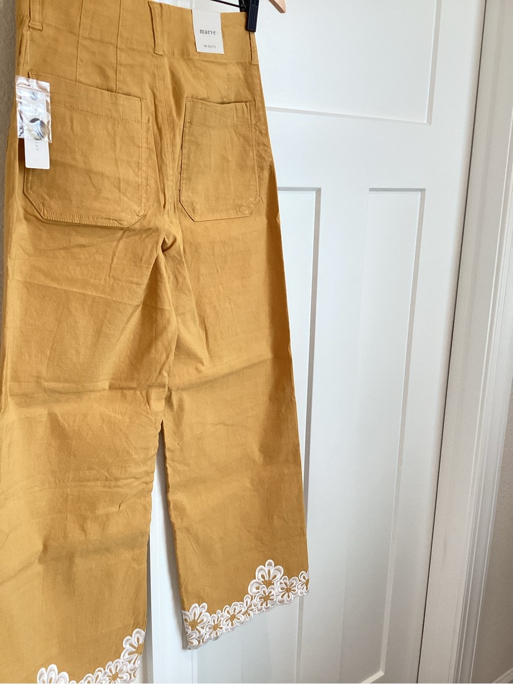 Anthropologie Colette Pants Maeve Embroidered Cropped Wide Leg High Rise New - Picture 7 of 11